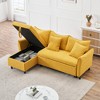 SKRAN 80" Sectional Sofa Couch with Pull Out Bed, Modern Upholstered L-Shaped Sleeper Sofa Bed with Storage Chaise & Throw Pillows, Corduroy(Yellow) - 2 of 4