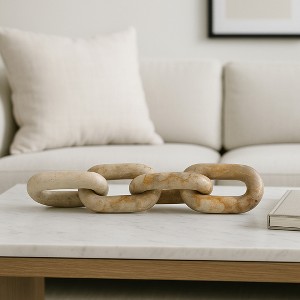 Marble Chain Link  Sculpture for Bathroom Decor, Office, and Living Room Decor - Modern Shelf Statues for Home Accents - 1 of 4