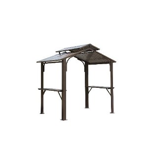 NicBex Grill Gazebo, Aluminum BBQ Outdoor Gazebo with Metal Frame and Shelves Serving Tables, Permanent Double Roof Canopy Hard top Gazebos - 1 of 4