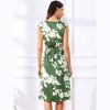 INSPIRE CHIC Women's Elegant Floral Cowl Neck Cap Sleeve Tie Waist Midi Dress - 3 of 4