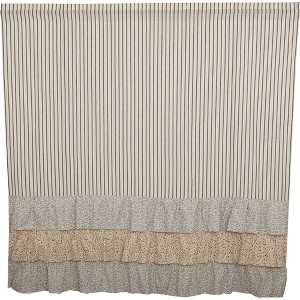 Kaila Ticking Stripe Ruffled Shower Curtain 72x72  VHC Brands - 1 of 3