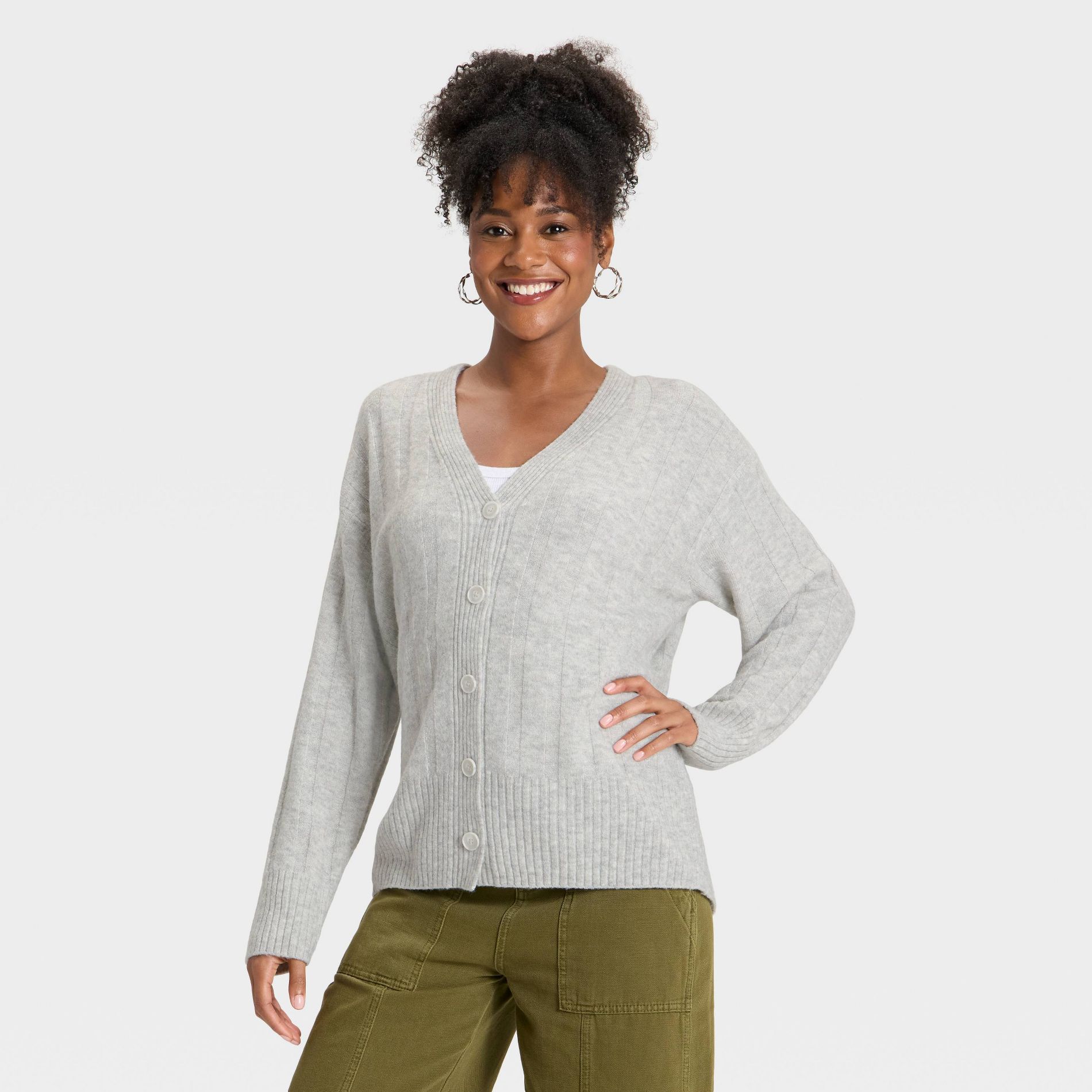 Women's Knit Ribbed Cardigan - Universal Thread™