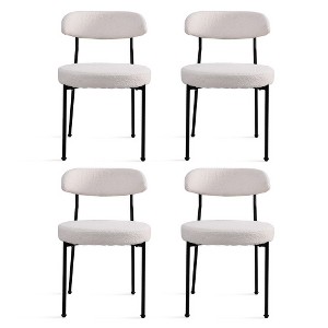 XIYUYEU Boucle Upholstered Dining Chairs with Curved Backrest & Metal Legs (set of 2) - 1 of 4