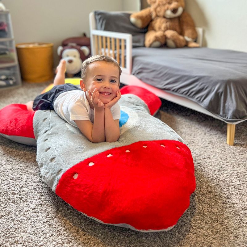 Rocket Ship Jumbo Plush Inflatable Fluffy Floor Cushion, 2 of 7