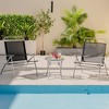 Tangkula 3 Piece Patio Folding Chair Set w/ Coffee Table & Extra-Large Seat Porch Backyard Poolside - 3 of 4