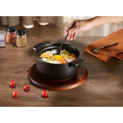 Kook Black Stoneware Dolsot Pot with Lid, 68 oz