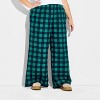 Women's DK Ground Plaid Graphic Sweatpants - Forest Green - 2 of 3