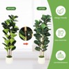 5 FT Faux Fiddle Leaf Fig Tree with White Tall Planter, Faux Trees with Artificial Plants 56 Fiddle Leaves Greenery - 3 of 4