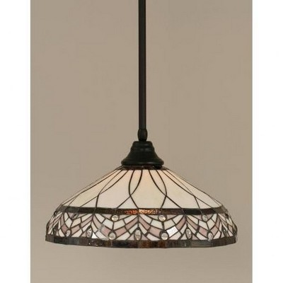 Toltec Lighting Any 1 - Light Pendant in  Matte Black with 16" Royal Merlot Art Glass Shade