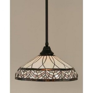 Toltec Lighting Any 1 - Light Pendant in  Matte Black with 16" Royal Merlot Art Glass Shade - 1 of 1