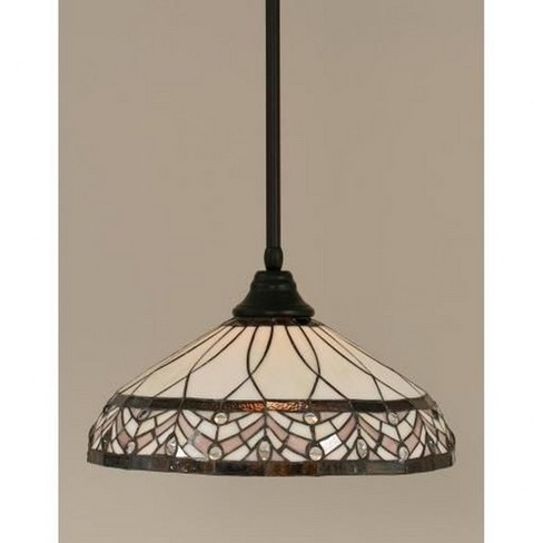 Toltec Lighting Any 1 - Light Pendant in  Matte Black with 16" Royal Merlot Art Glass Shade - image 1 of 1