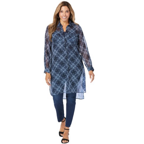Jessica London Women’s Plus Size Sheer Georgette Mega Tunic, 12 W ...