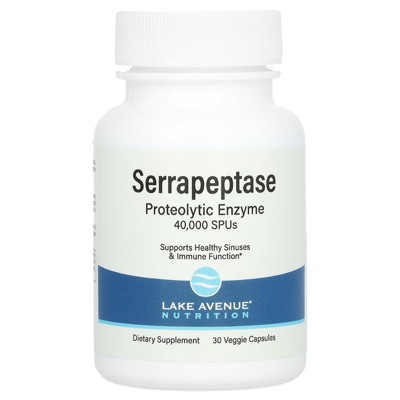 Lake Avenue Nutrition Serrapeptase, Proteolytic Enzyme, 40,000 SPUs, 30 Veggie Capsules