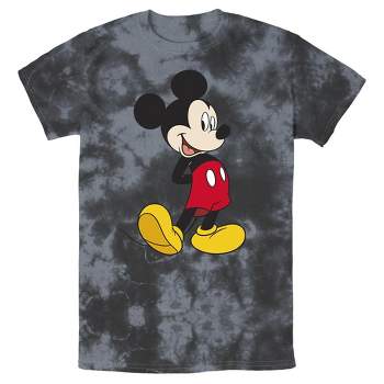 Men's Mickey & Friends Smiling Mickey Mouse Portrait Acid Wash T-Shirt