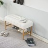 APRILSOUL 32.00"End of Bed Bench with Shelf, Retro leather Upholstered Storage Shoe Bench - 3 of 4