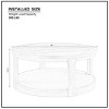 Modern 40" Round Coffee Table with Concealed Wheels, 2-Tier Center Table for Living Room, Office, or Apartment - Panipeachy - 4 of 4