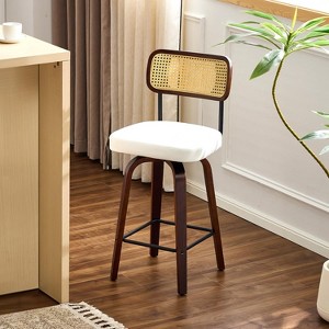 VINGLI Modern Bar Stool 26" H, PU Leather 360° Swivel, Solid Wood Legs Barstools for Kitchen Island & Home Bar - 1 of 4