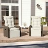Merrick Lane Set of 2 Modern Style Patio Wicker Rattan Indoor/Outdoor Recliner Lounge Chairs with Side Tables and Adjustable Backs - 2 of 4