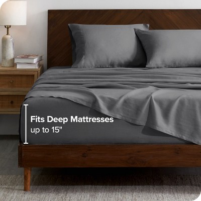 Full Dark Grey Organic Linen Sheet Set