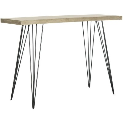 Light Brown Wood and Metal Hairpin Leg Hallway Table