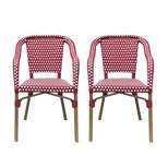 2pk Cecil Outdoor French Bistro Chairs Red/White - Christopher Knight Home