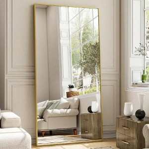 26 inchx 71 inch full length mirror adjustable standing wall mounted floor mirror bedroom living room entryway large gold leaning - 1 of 4