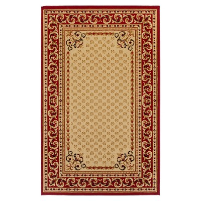 Traditional Floral Scroll Vines Border Indoor Runner or Area Rug by Blue Nile Mills