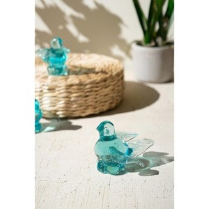 Recycled Handblown Glass Bird Figurine 3.5"H Blue Translucent Accent, Set of 6 By Kalalou - 1 of 4