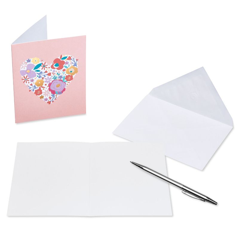 10ct Blank Note Cards Floral Heart, 4 of 8