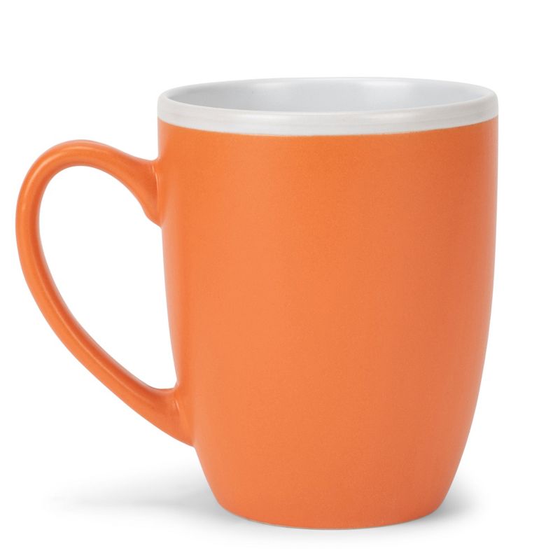 Elanze Designs Solid Color Orange White Interior 16 ounce Matte Ceramic Mugs Matching Set of 4, 2 of 6