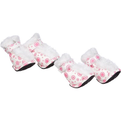Pet Life Fur-Comfort Fashion Fur PVC Waterproof Winter Dog Boots - Set of 4, LG, White