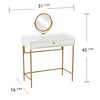 FONTOI 31"W Derald Vanity Table with Mirror Spacious Drawer and Gold-framed Swivel Mirror for Bedroom Dressing Room, White, 31.5"*16.75"*45.25" - 3 of 4
