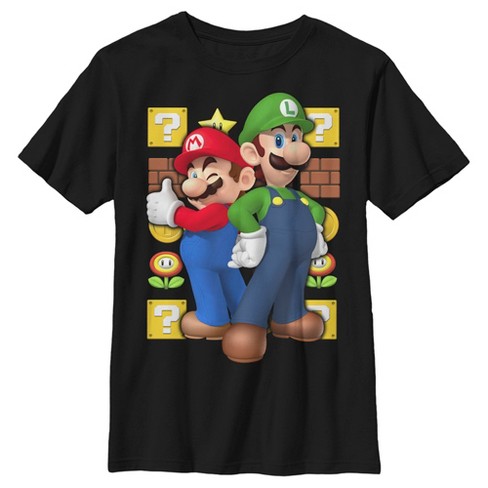 Boy's Nintendo Mario And Luigi T-shirt - Black - Large : Target
