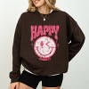Simply Sage Market S.W.Smiley Pink Smiley Distressed Sweatshirt - XL - Chocolate - 2 of 4