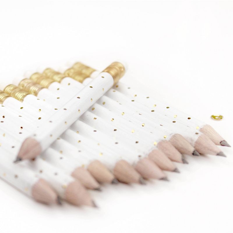 12pk Mini Pencils Polka Dots Foil Gold, 5 of 6