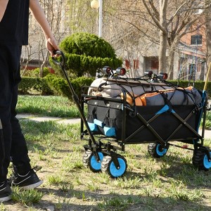 DOMETOUR Collapsible Heavy Duty Beach Wagon Cart Outdoor Folding Utility Camping Garden Beach Cart with Universal Wheels Adjustable Handle Shopping - 1 of 4