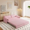 Queen Size Velvet Pull Out Sofa Bed, 3-in-1 Convertible Sleeper Bed with Side Storage, Cutton Filling Loveseat Bed with Iron Frame-Baofuwish - 3 of 4