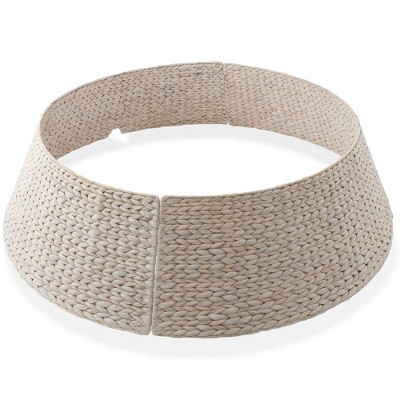 Casafield Water Hyacinth Christmas Tree Collar, Woven Tree Base Cover with Cord Cut Out
