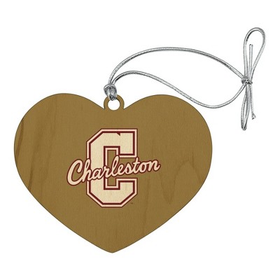 College of Charleston Secondary Heart Love Wood Christmas Tree Holiday Ornament