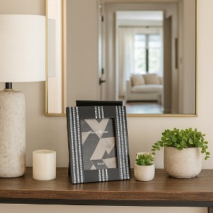 Picture Frame for Tabletop - Striped Design Frame Perfect for Travel Photos and Entryway Display - Modern Home Decor - 10" Black & Ivory - 1 of 4