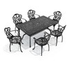 7-Piece Cast Aluminum Outdoor Dining Set with Beige Cushions, Rectangle Table & Ergonomic Chairs - for Patio, Backyard - 3 of 4
