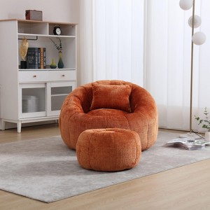 PAGED Modern Bean Bag Chair with Footrest, Extra Large Round Bean Bag Sofa Chair with Pillow, Beanbag Chair for Bedroom, Living Room - 1 of 4