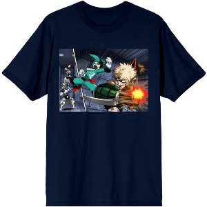 My Hero Academia Izuku Katsuki and Ochako Character Scene Navy Blue Graphic Tee - 1 of 3