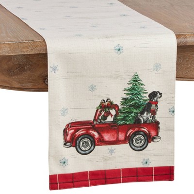 13" X 72" Red Christmas Truck Runner - SARO Lifestyle