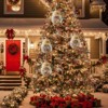 SEVOBAL Tree Ornaments 4PCS Set 4.7" Christmas Glass Ball Ornaments Wall Hanging Decorations for Holiday Tree Party, White, 4.7"*4.7"*4.7" - 2 of 4