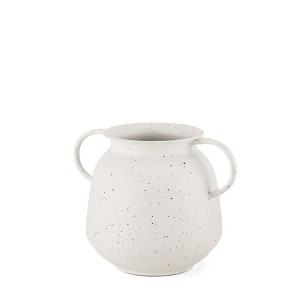 HomeRoots 7" White Speckle Metal Amphora Table Vase - 1 of 4