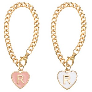 Unique Bargains Letter Heart Shape Identification Accessories Pink & White 2 Pcs - 1 of 4