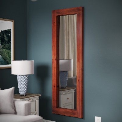 Rustic Dark Brown Full Length Wood Frame Mirror, 66x23