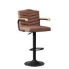 VECELO Bar Stools with Back & Armrest Set of 2/4, Counter Height Fabric/PU Leather Barstools Set with Tufted Upholstery & Footrest Ring - 3 of 4