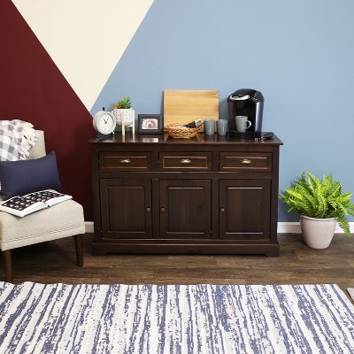 Sunnydaze Dark Brown Solid Pine Sideboard Cabinet with Adjustable Shelf
